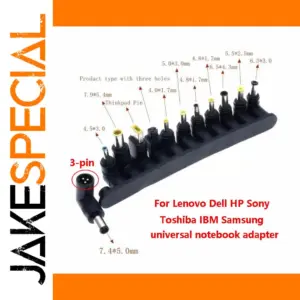 Universal 3-Pin DC Power Adapter for Laptops