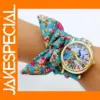 Shsby Floral Fabric Strap Women's Quartz Watch
