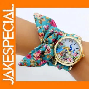 Shsby Floral Fabric Strap Women's Quartz Watch