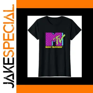 MTV Retro 80's Neon Pink Checkerboard Tee