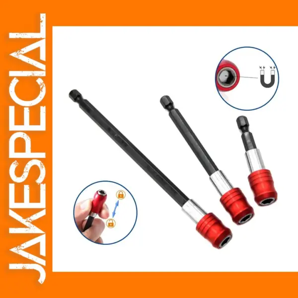 Red Quick Release Screwdriver Bit Extension Set