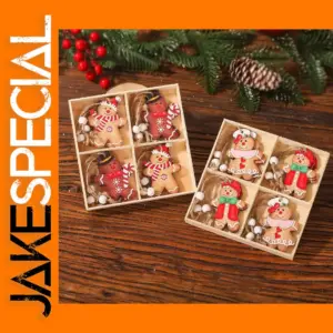 12Pcs Wooden Gingerbread Man Ornaments