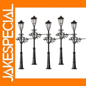 5pcs N Scale Warm White Vintage Street Lamps