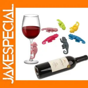 6 Pcs Silicone Chameleon Wine Glass Markers