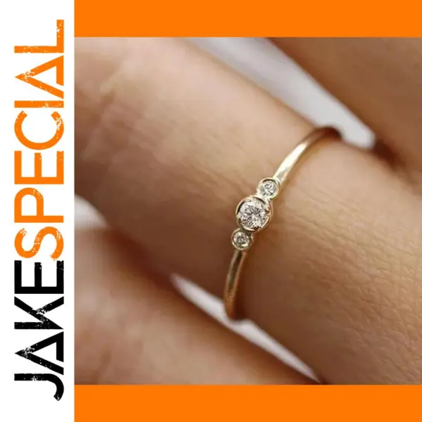 Huitan Gold Color Wedding Ring with Zirconia