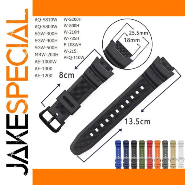 18mm Silicone Watch Strap for AE1200/1300/1000