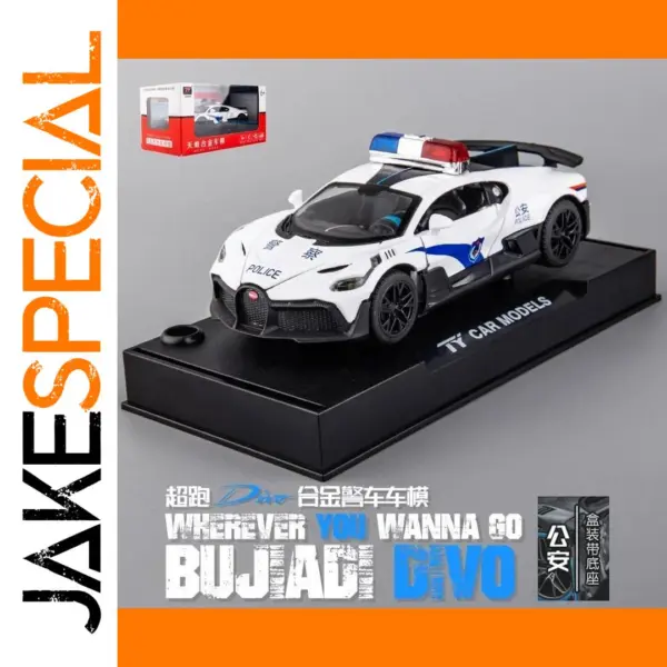 1:32 Diecast Bugatti Divo Police Car Model