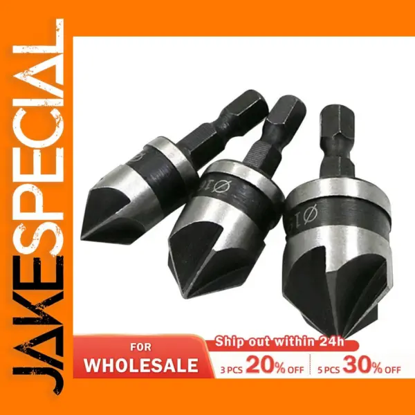 3PC Woodworking Hex Shank Countersink Bit Set