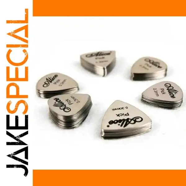 Alice 10Pcs Silver Metal Guitar Picks 0.3mm