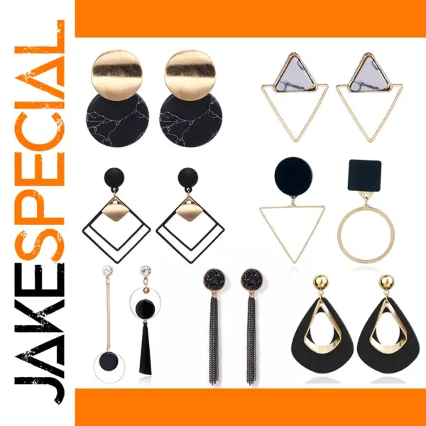 Korean Black Acrylic Drop Earrings for Elegance