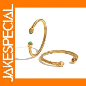 Stainless Steel Cuff Bracelet with Gold Plating