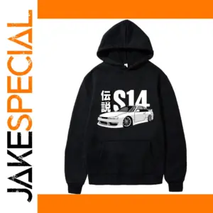 JDM Vintage Hoodie for Men, Casual Pullover