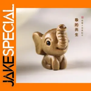 Light Grey Wooden Elephant Figurine Decor