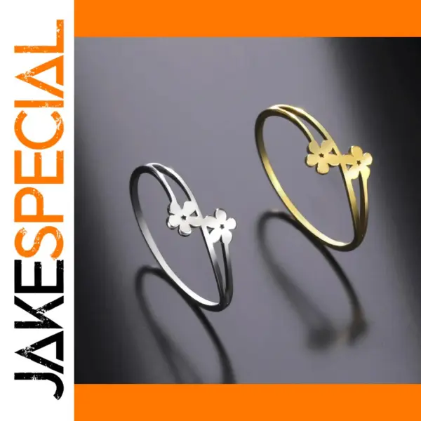 Elegant Stainless Steel Flower Ring for Women
