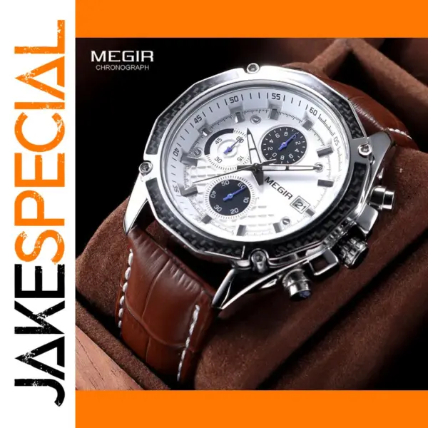Megir 2015G Quartz Chronograph Leather Watch