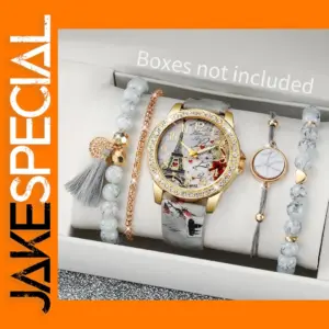 5PCS Women's Quartz Watch and Bracelets Set