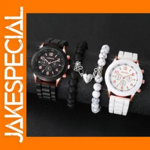 4pcs Fashion Couple Quartz Watch Set with Bracelets
