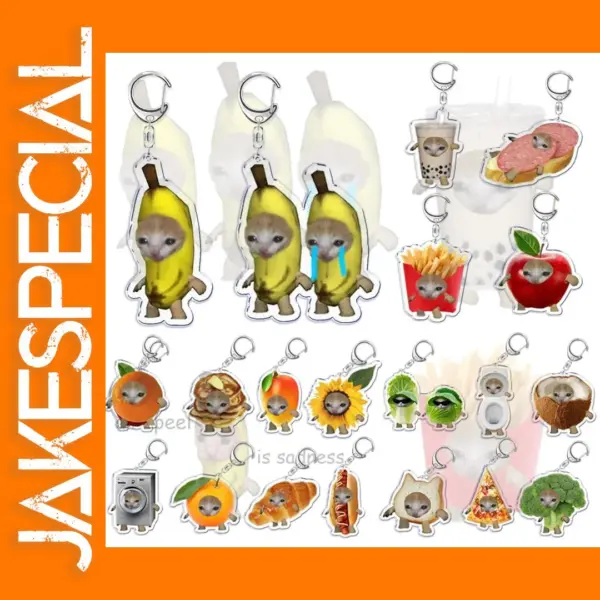 Funny Banana Cat Keychain for Women