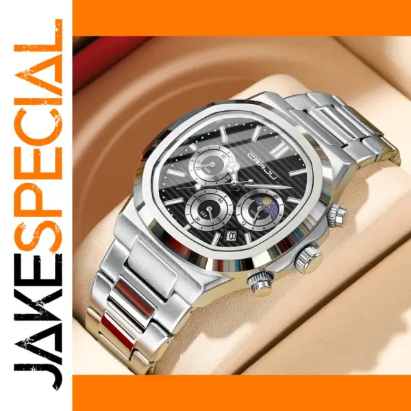 Stylish CRRJU Men's Stainless Steel Wristwatch