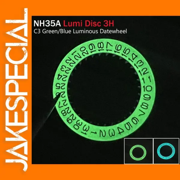 C3 Green Luminous Datewheel for NH35 Movement