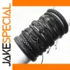 10 Pcs Adjustable Unisex Leather Bracelets Set