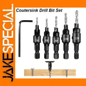 5-Piece Countersink Drill Bit Set for Wood