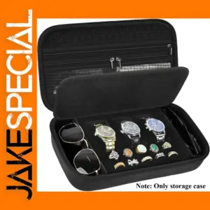 Travel Jewelry Organizer with Watch & Glasses Compartments