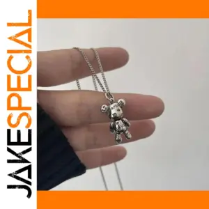 Engraved Alphabet Bear Pendant Necklace