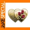 Heart Shaped Metal Coin with Red Rose Decor