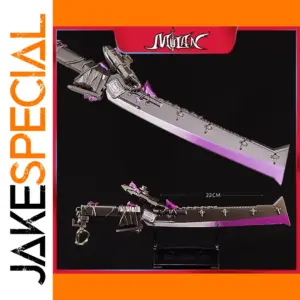 Purple Flame Metal Sword Model Keychain