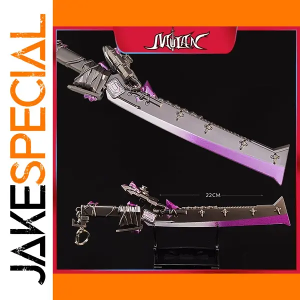Purple Flame Metal Sword Model Keychain