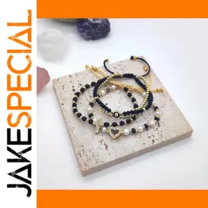 Evil Eye Cross Heart Bracelet Set for Women