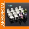 12pcs White G Scale Plastic Model Chairs