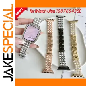 Pearl & Diamond Metal Strap for Apple Watch Series 3-8