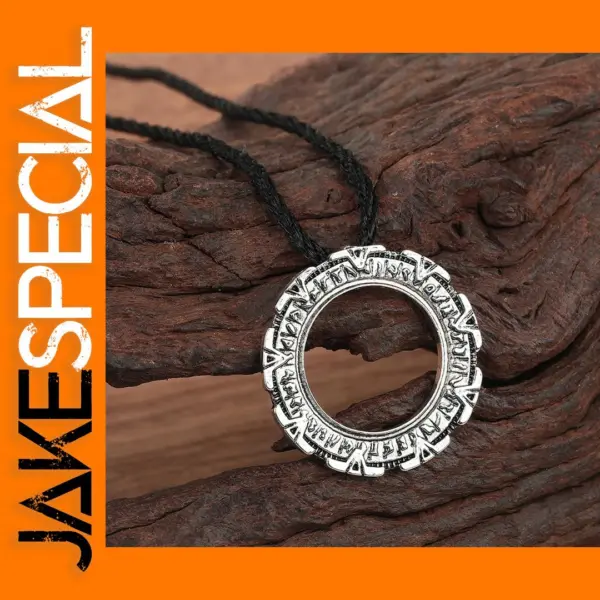 Mystical Black Metal Stargate Pendant Necklace
