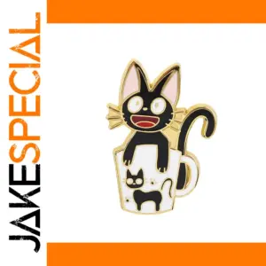 Black Cat Teacup Brooch Pin for Women