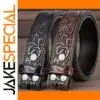 Retro Leather Unisex Belt with Embossed Design