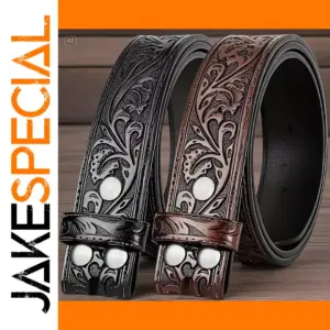 Retro Leather Unisex Belt with Embossed Design