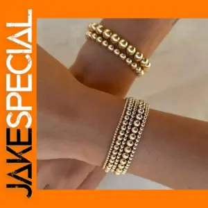 Gold Plated Beaded Stretch Bracelet for Women