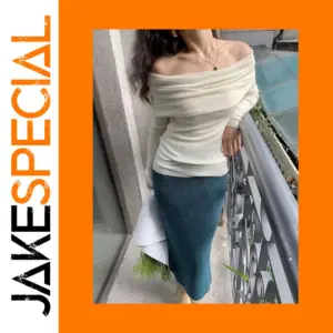 Off Shoulder Knitted Slim Sweater for Women
