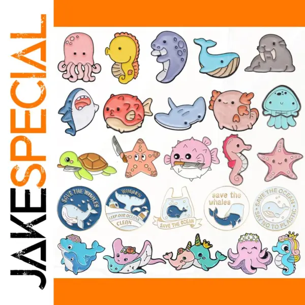 Cute Sea Animal Metal Brooch Set