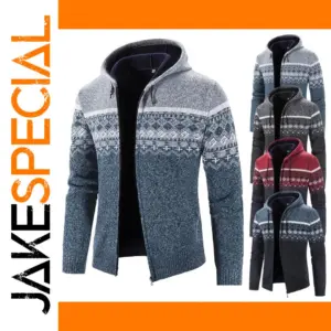 Men's Winter Hooded Zipper Jacket Sweater