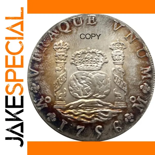 Mexico 8 Reales 1756 Silver Plated Replica Coin
