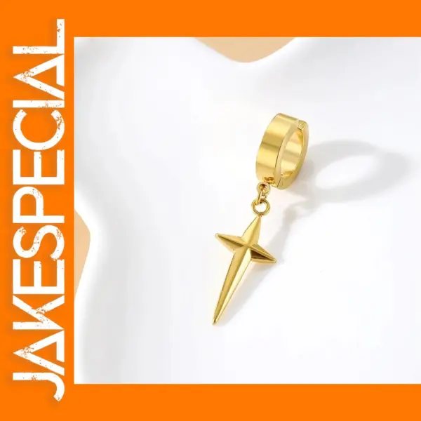Punk Metal Cross Stars Clip Earrings Set