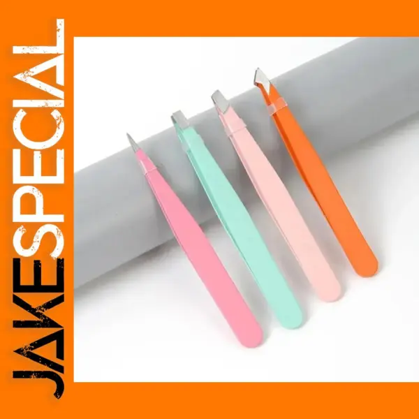 4-Piece Stainless Steel Eyebrow Tweezers Set