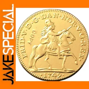 1749 Denmark 22K Gold Plated Replica Coin