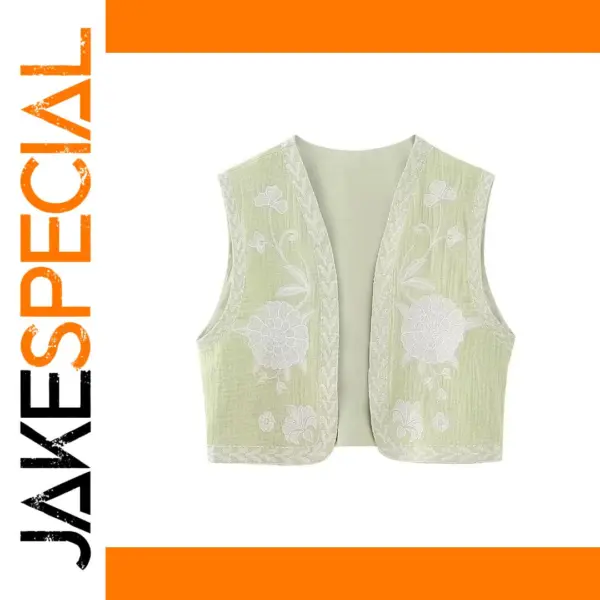Vintage Floral Embroidered Women's Vest
