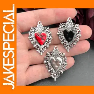 5pcs Silver Heart Charms for DIY Jewelry
