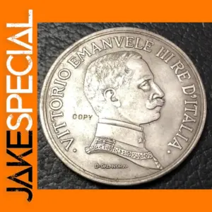 1914 Italy 5 Lire Silver Plated Coin Replica