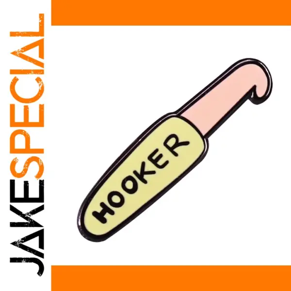 Crochet Hook Enamel Pin with Humorous Twist